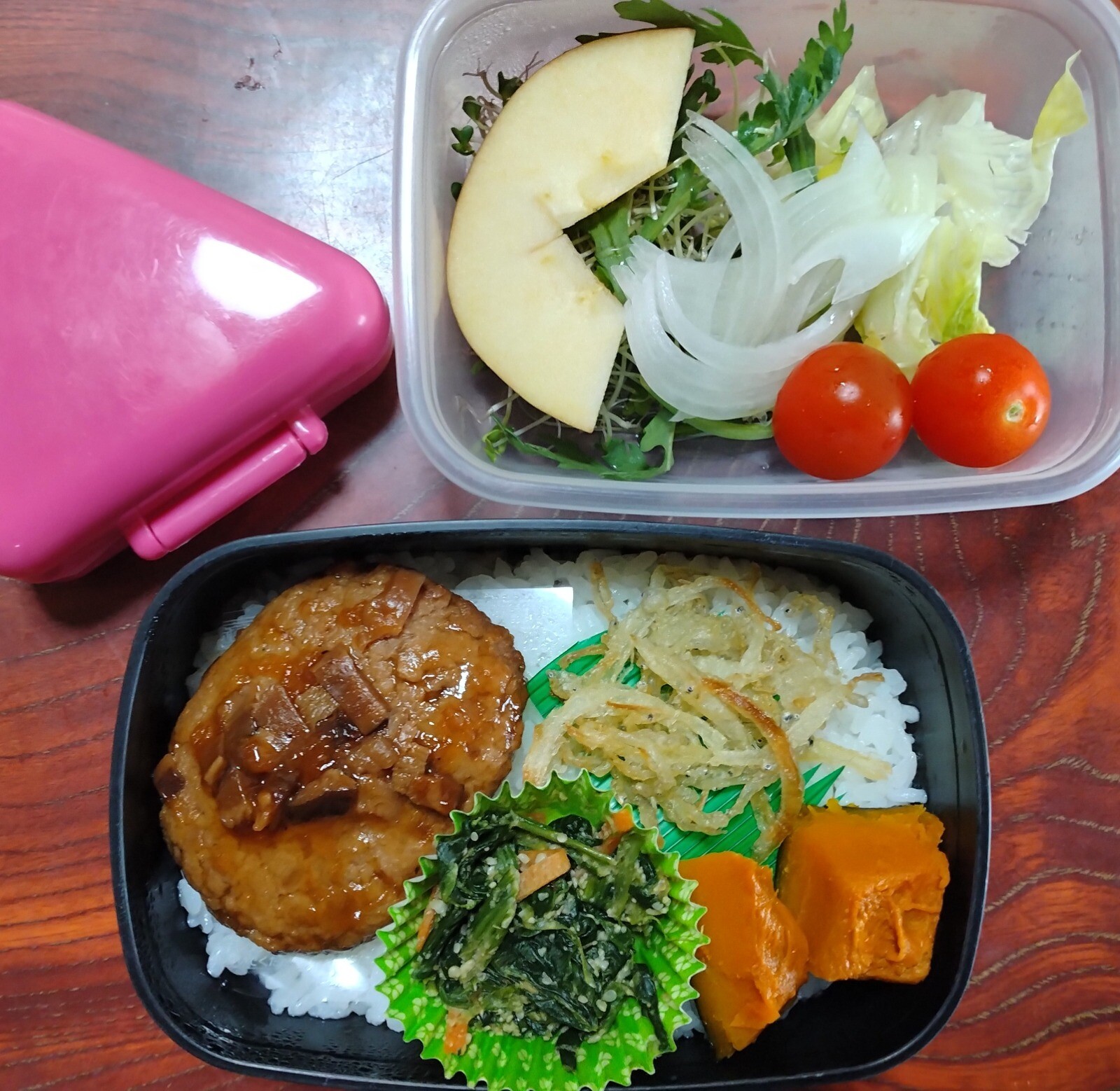 ハンバーグとしらすのかき揚げ