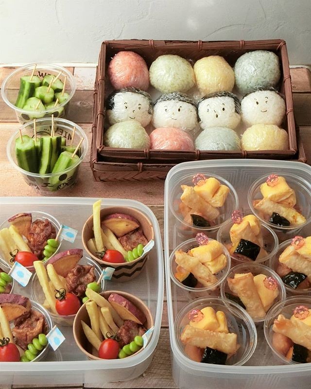 カラフルおにぎりの運動会弁当♪