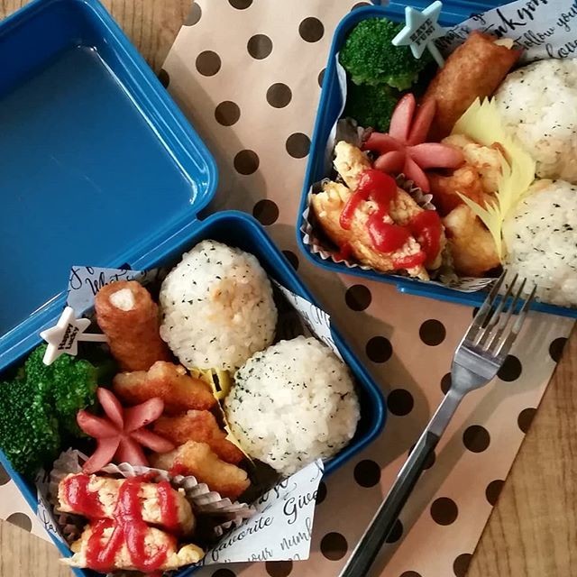 おにぎりチキンオムレツ弁当❤