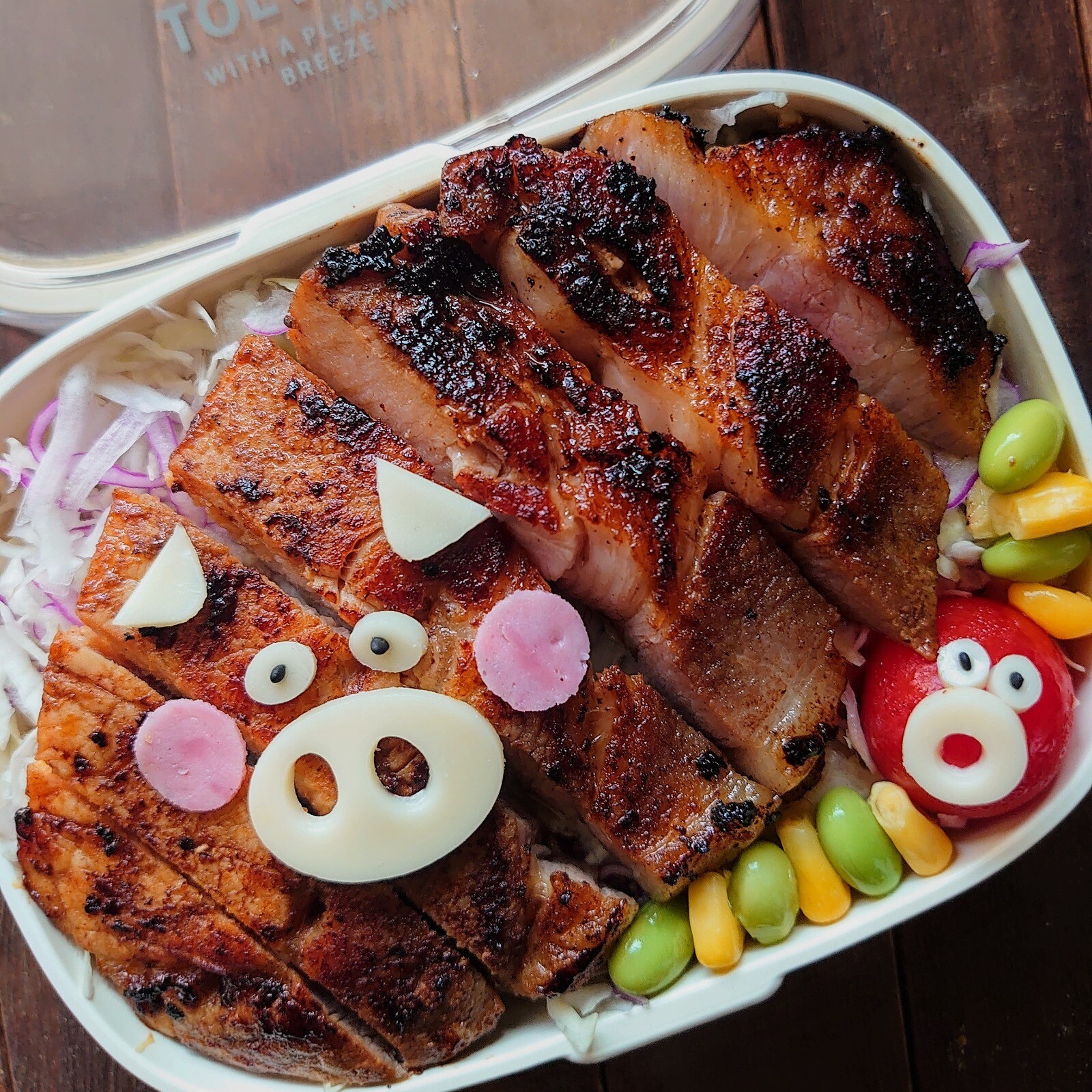 漢の…次女用🍱ちょっと焦げたトンテキ弁当