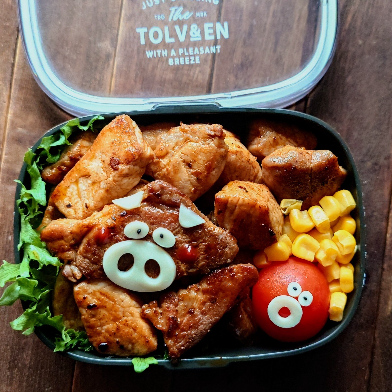 漢の…次女用🍱白飯がススムぞトンテキ弁当