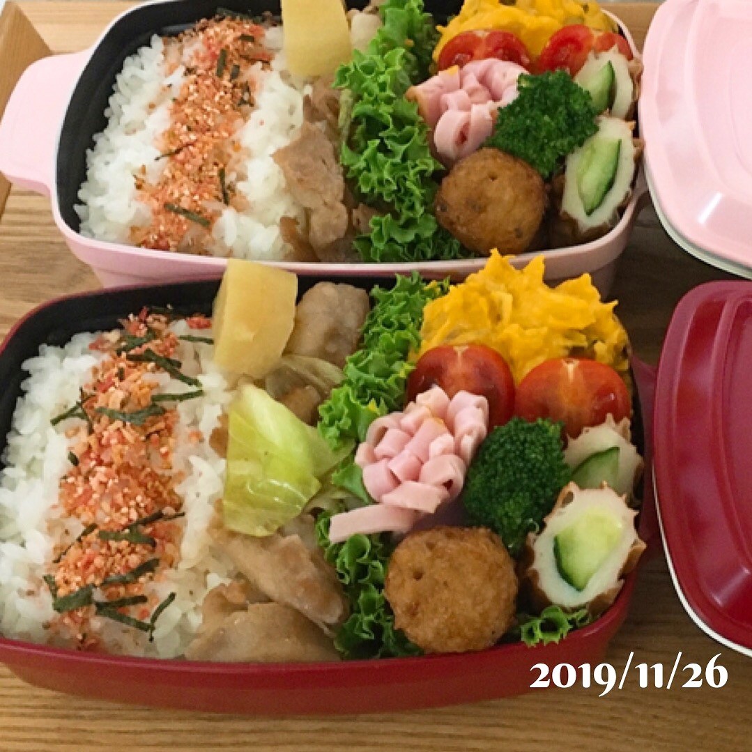 豚バラ肉とキャベツの塩だれ炒めのお弁当です😄