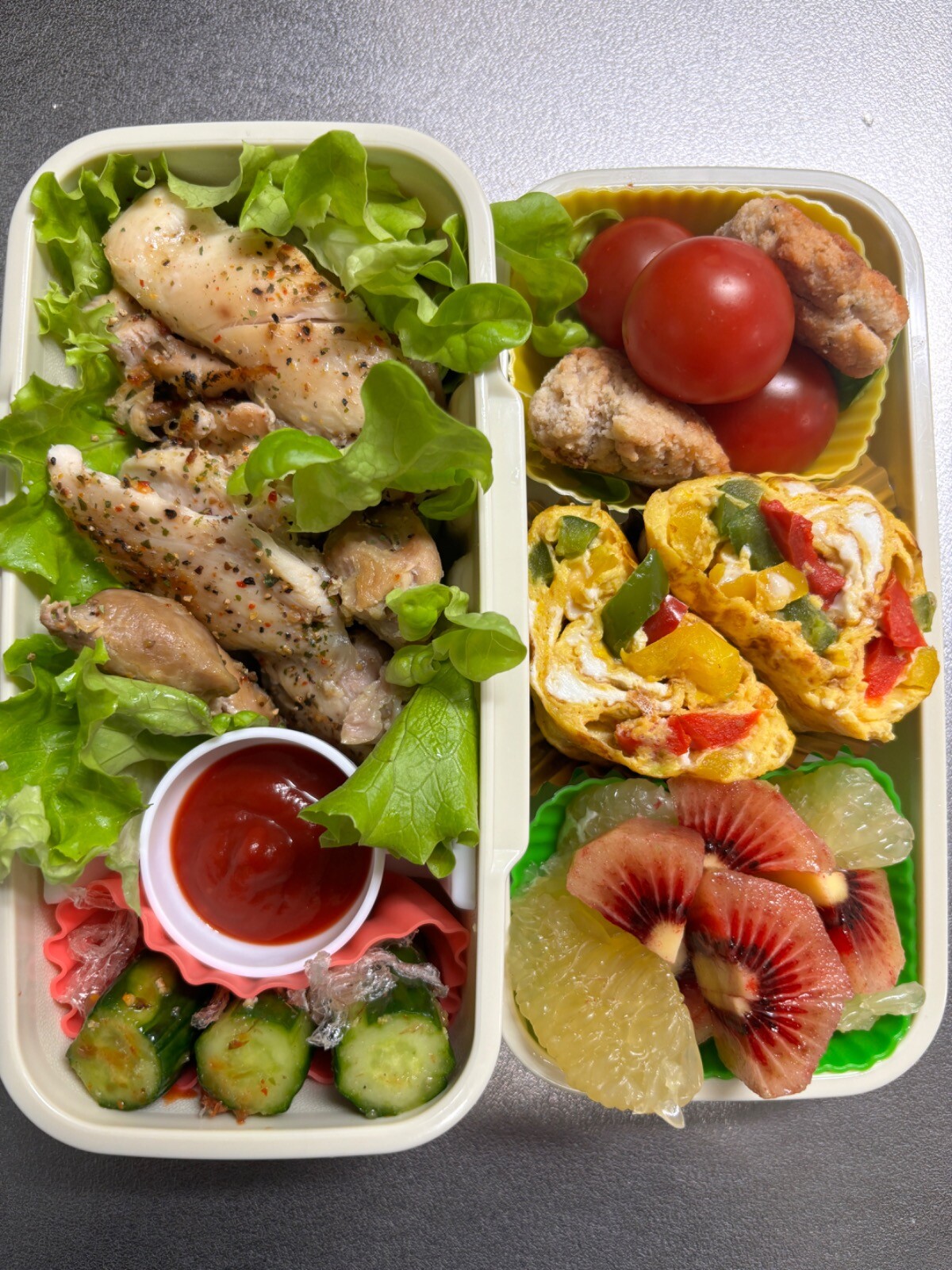 ガーリックチキンサラダ豆腐ナゲット弁当