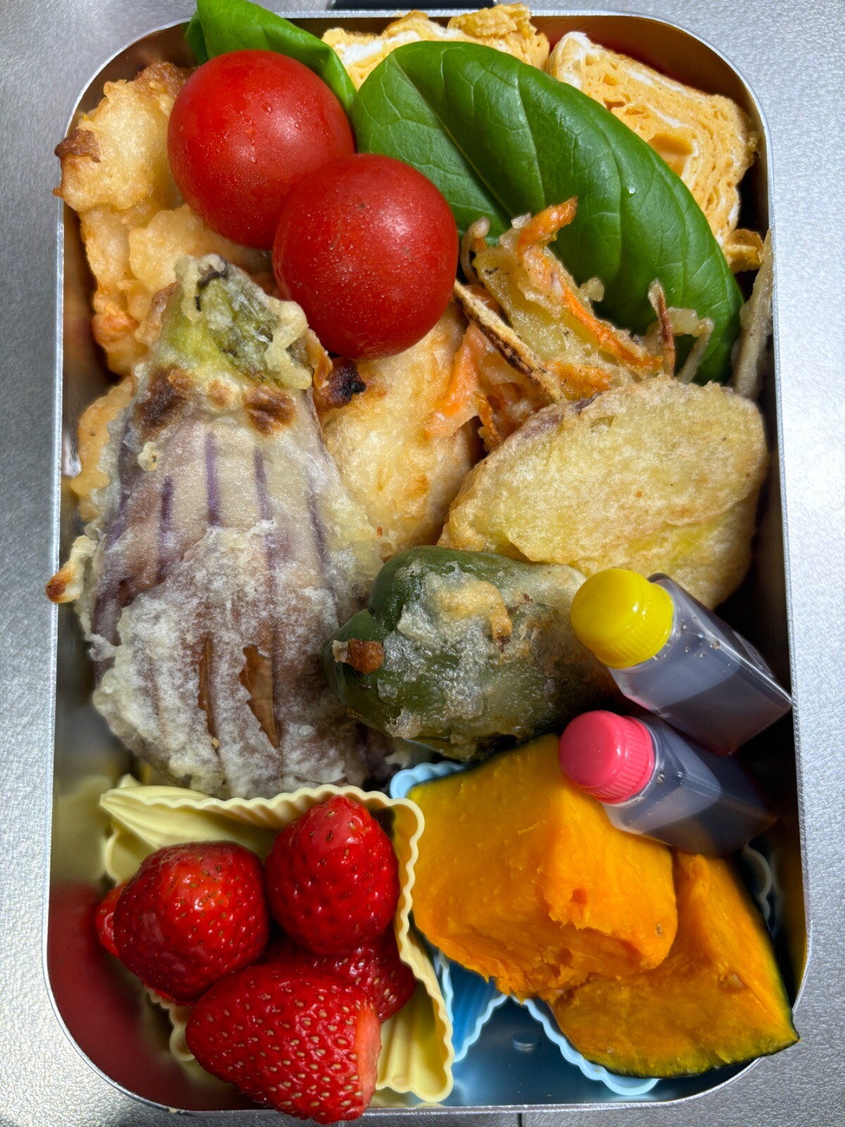 鶏野菜天南瓜煮弁当