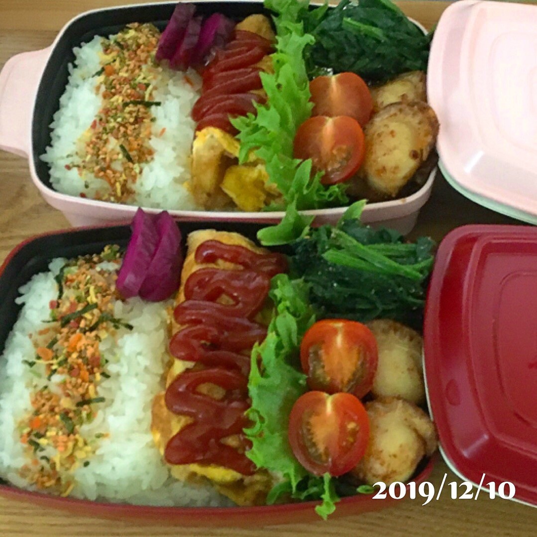 マックのポテトでオムレツ弁当です😄