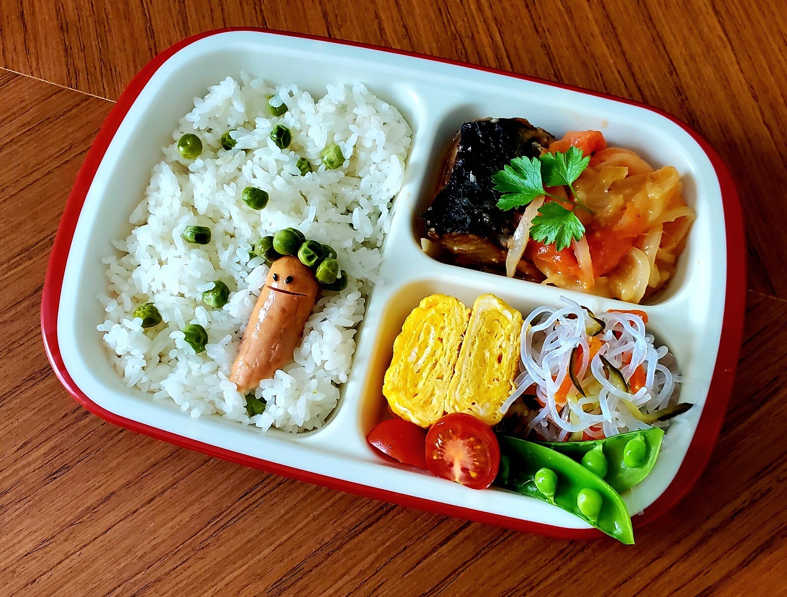 まめご飯と鯖のトマト煮