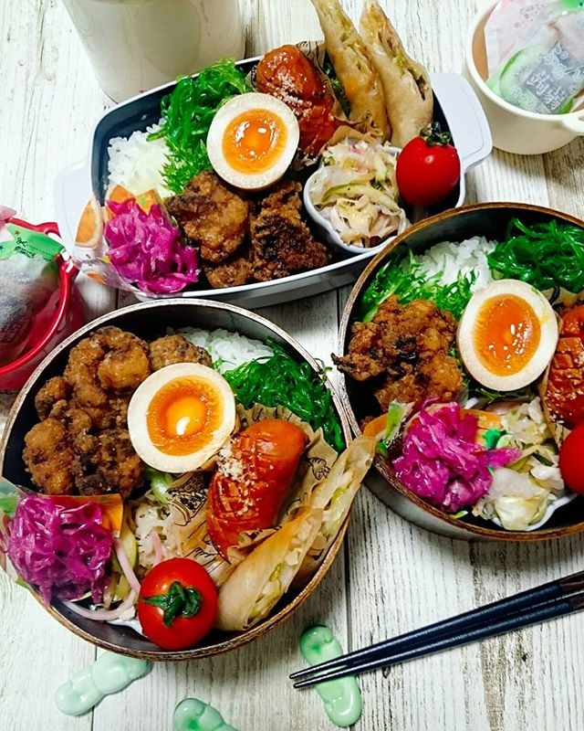 唐揚げと 細春巻弁当