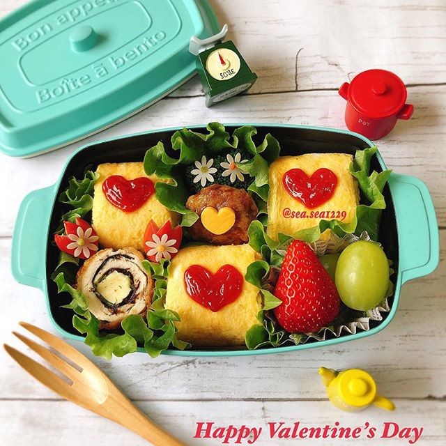 ハートのオムロール弁当❤️