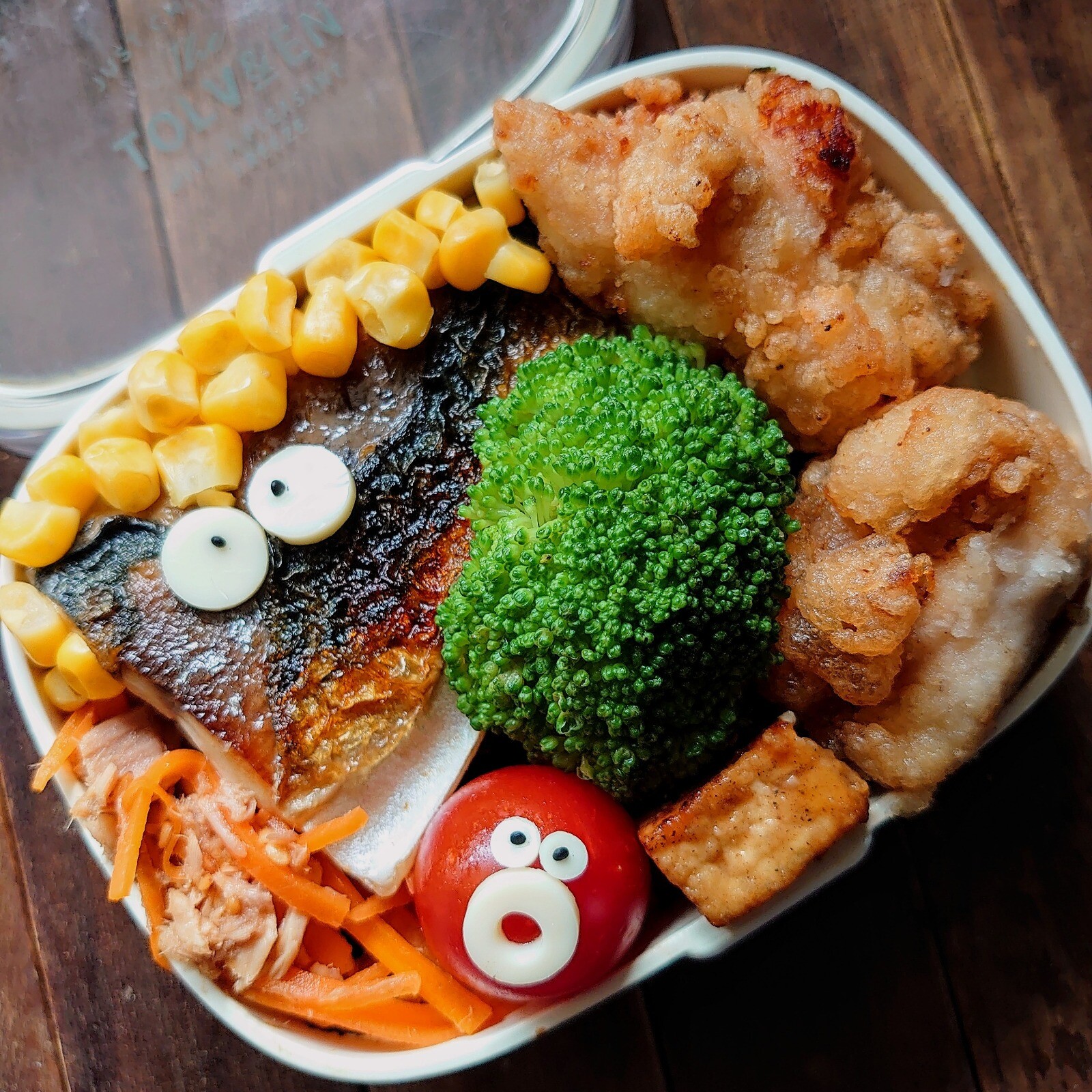 漢の…次女用🍱鯖の塩焼きと唐揚げの海苔弁当