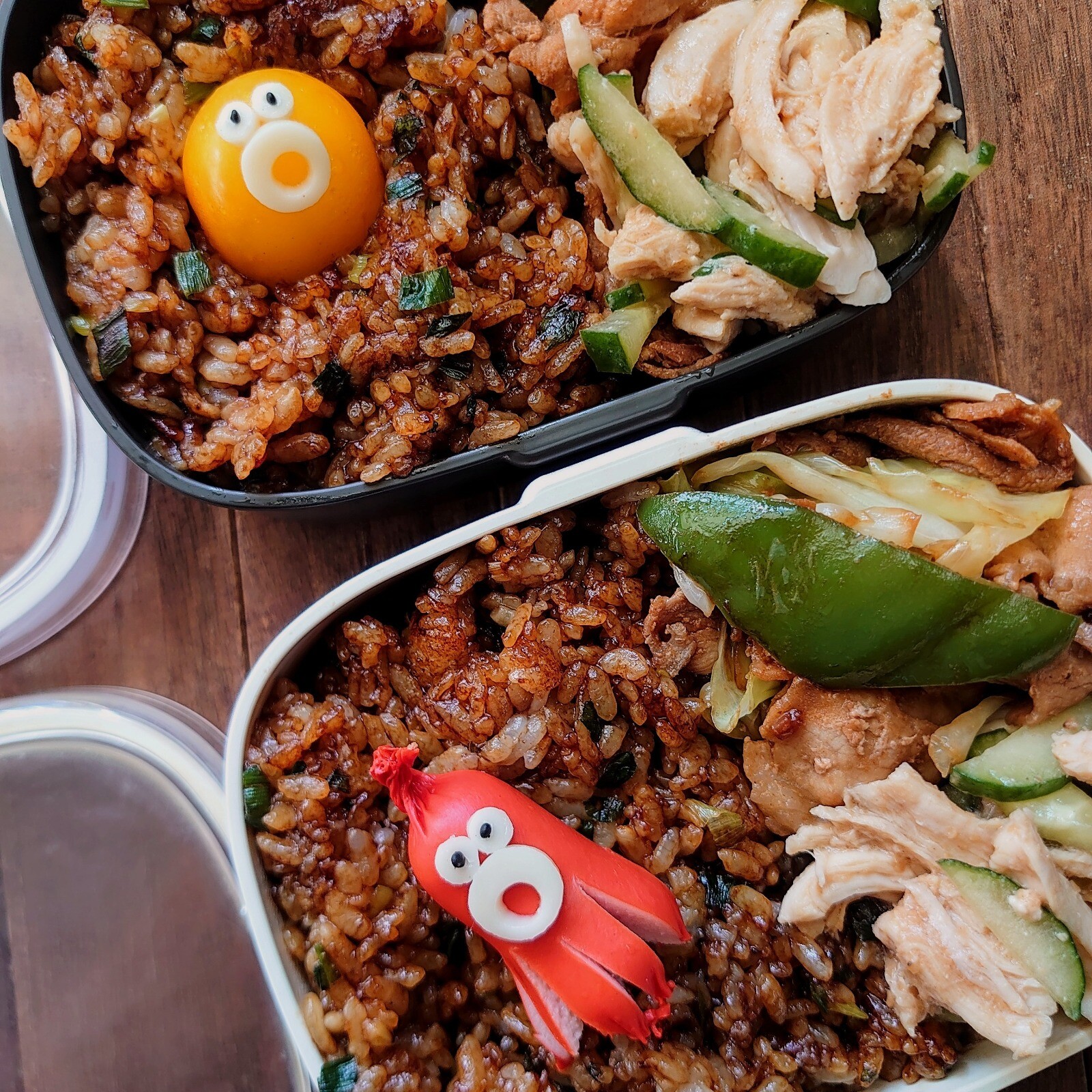 漢の…妻用🎽と次女用🏫見事に茶色な中華弁当🍱