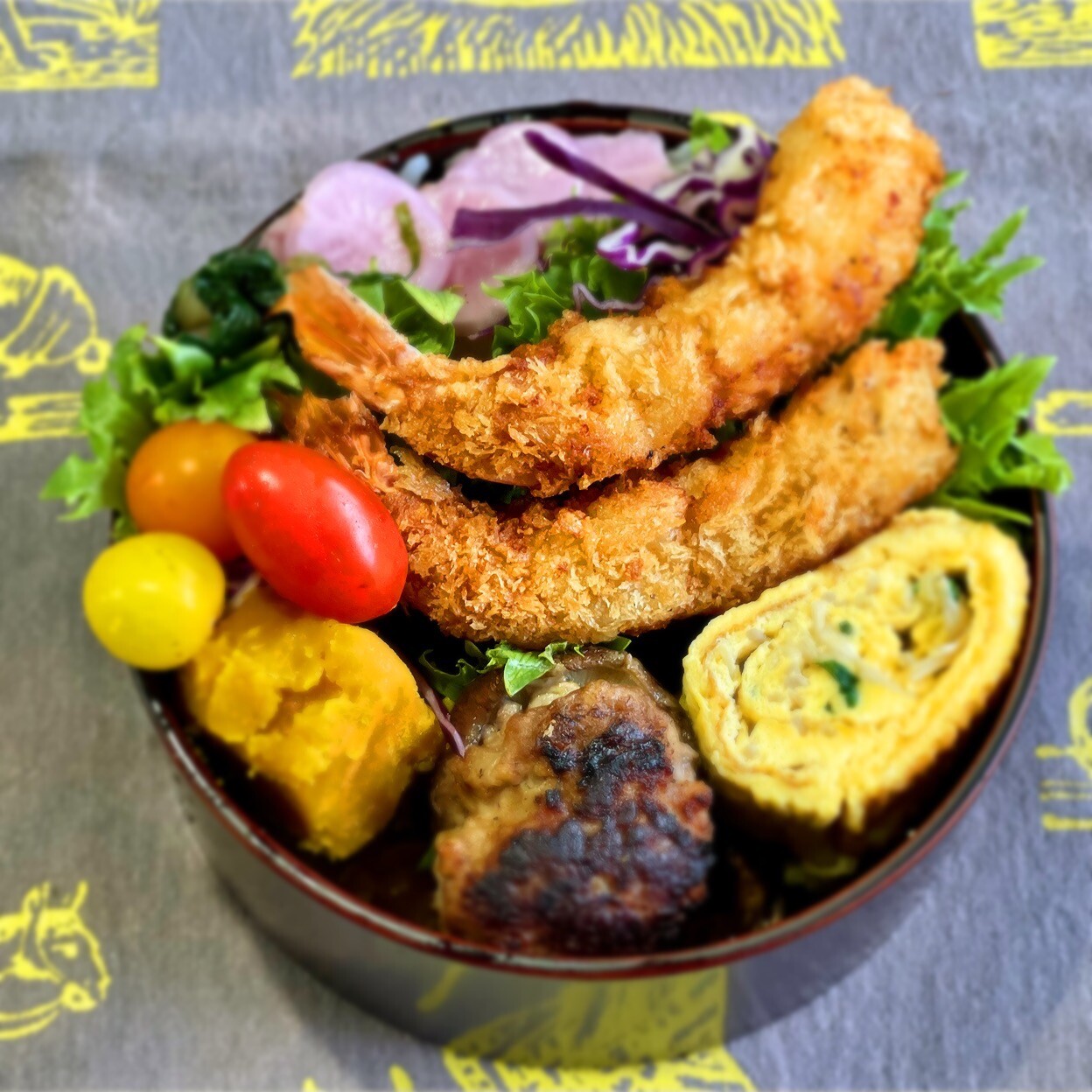 エビフライ　椎茸肉詰め