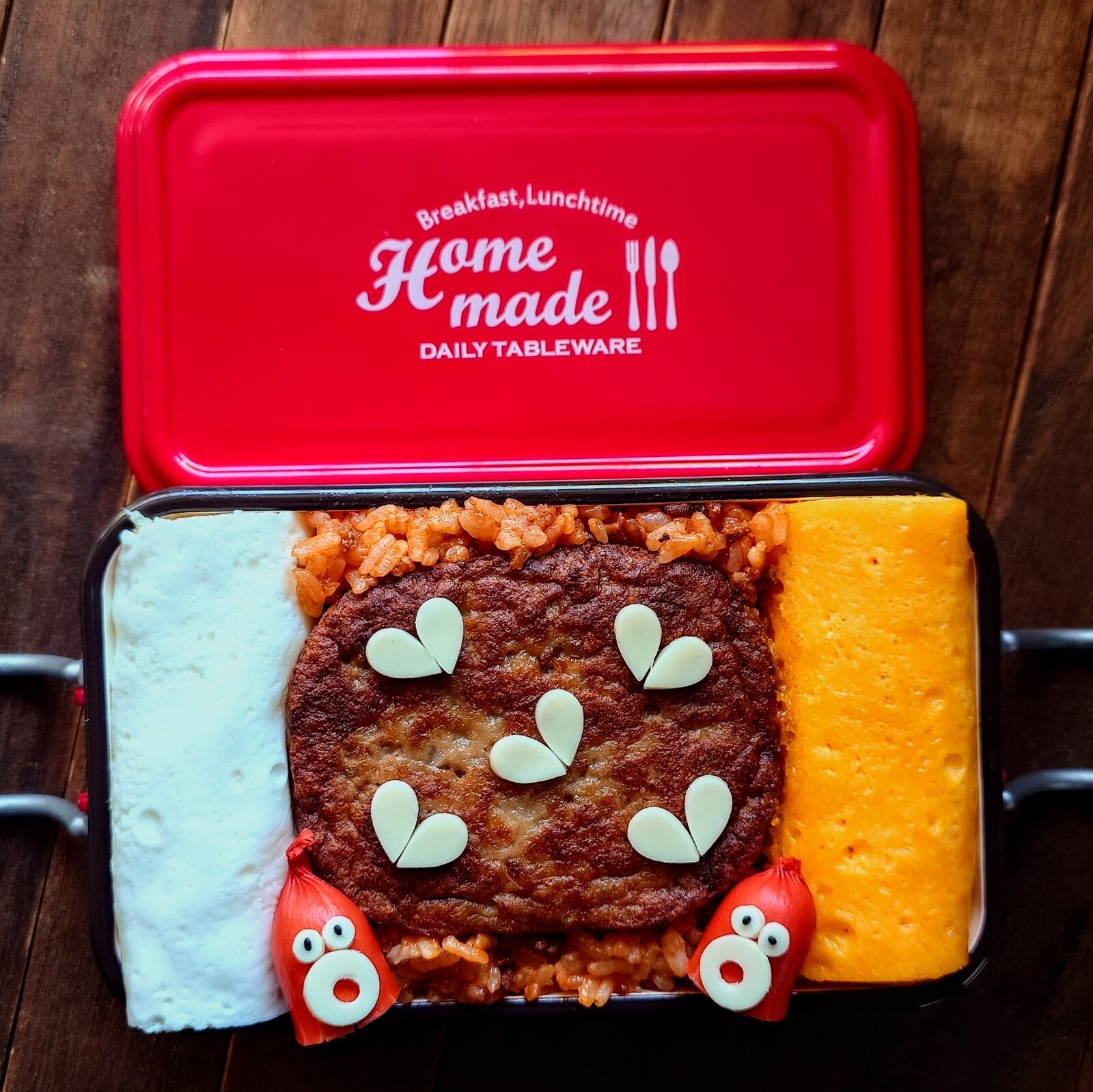 漢の…自分用🍱マルシンハンバーグでオムバーグ弁当