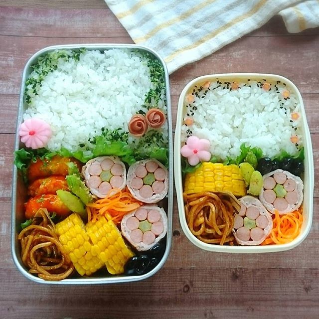 お花肉巻き弁当