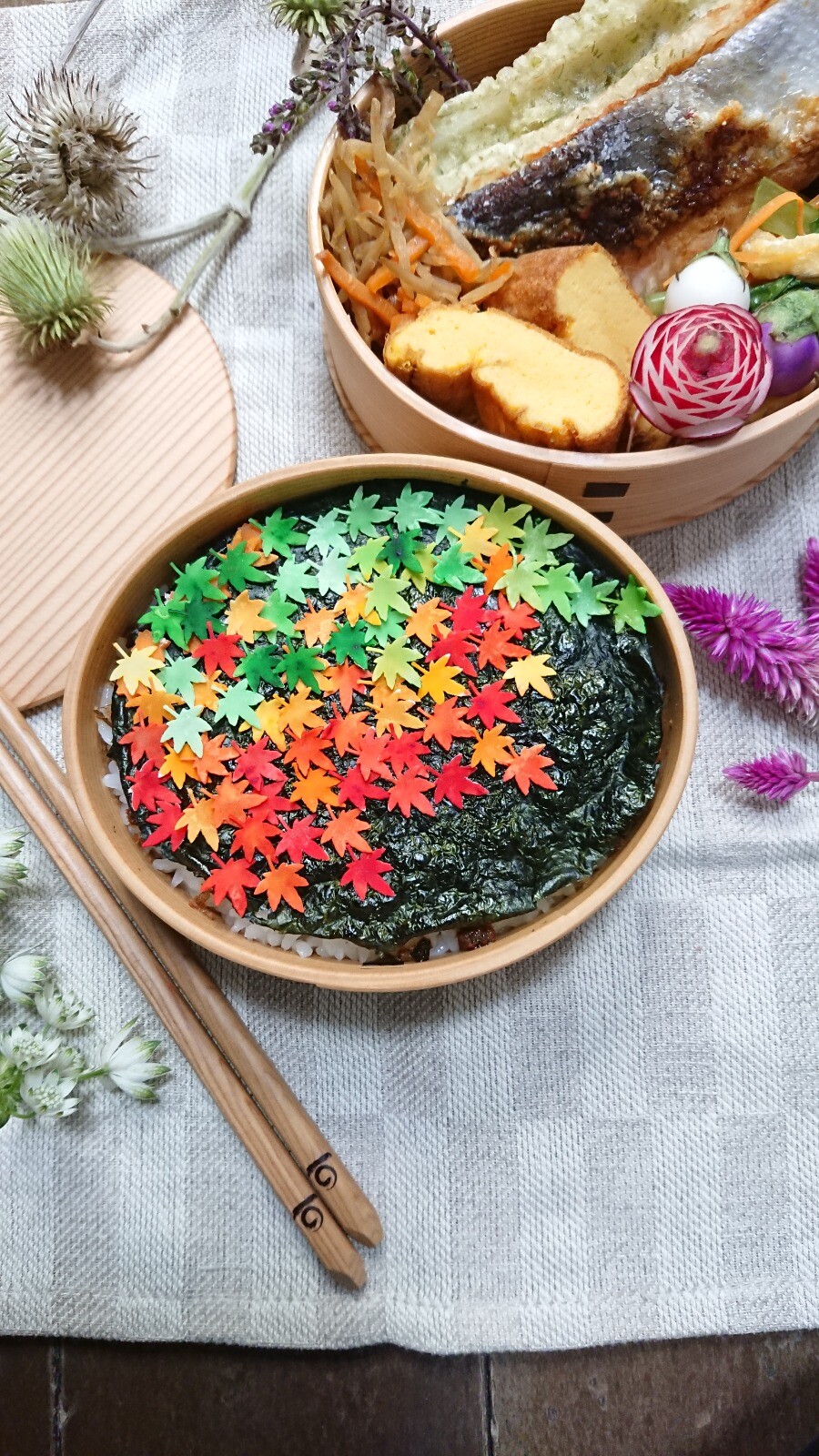 海苔弁当で紅葉弁当