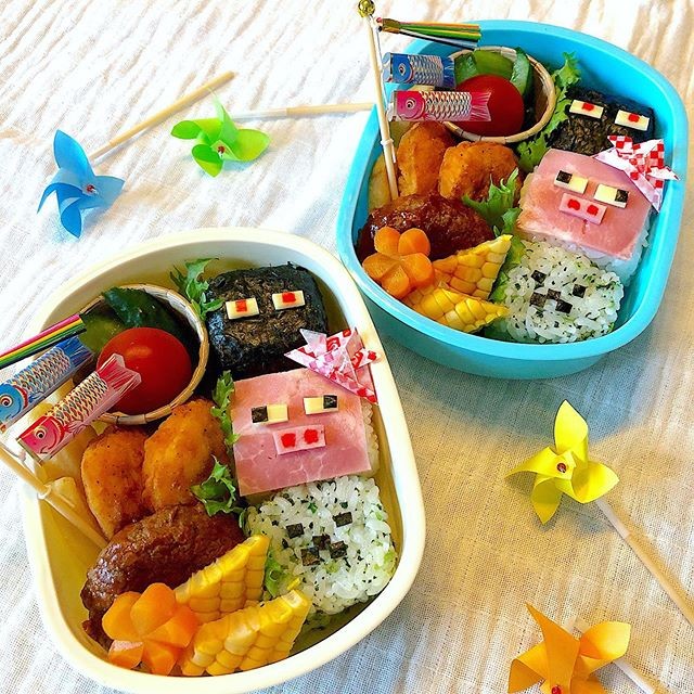 兄弟弁当★こどもの日とマイクラのコラボ弁当