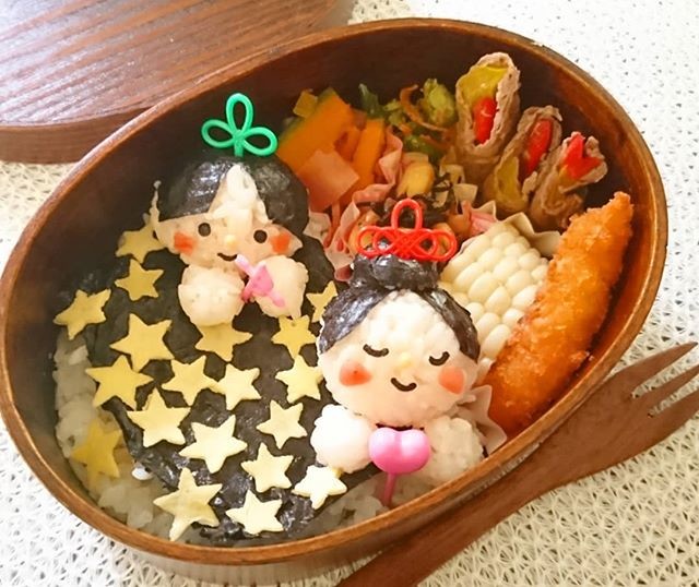 七夕🎋彦星❤️織姫こにぎりわっぱ弁当