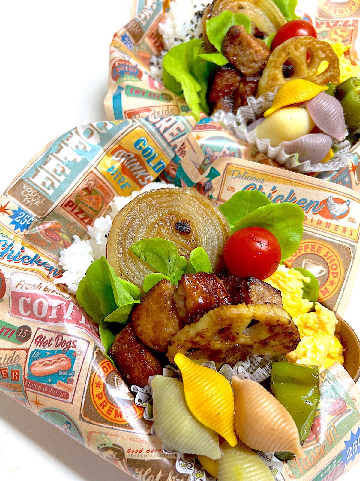 サイコロステーキ弁当(՞  ܸ. .ܸ՞)︎♡
