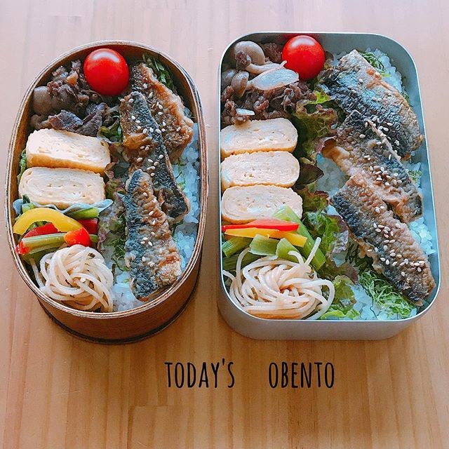 秋刀魚と牛肉のお弁当