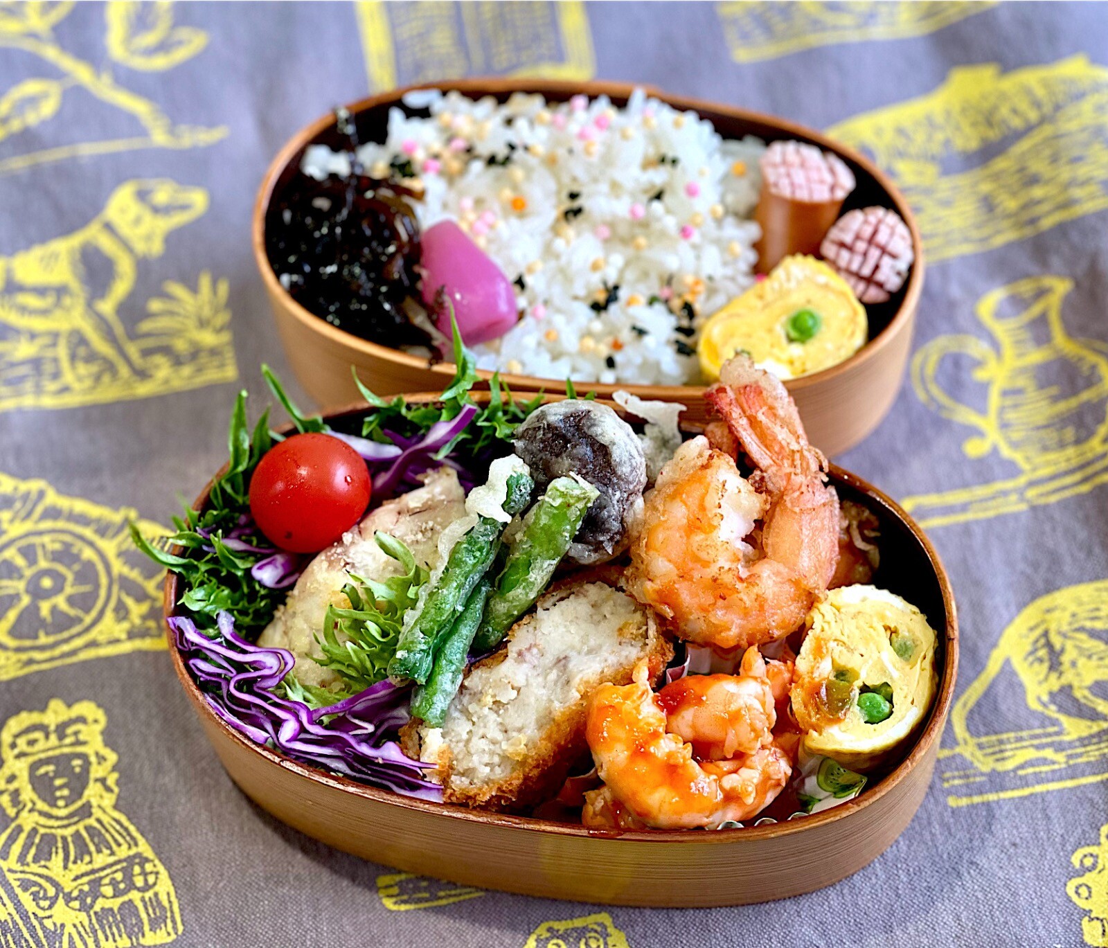 エビ、椎茸、インゲンの天ぷら