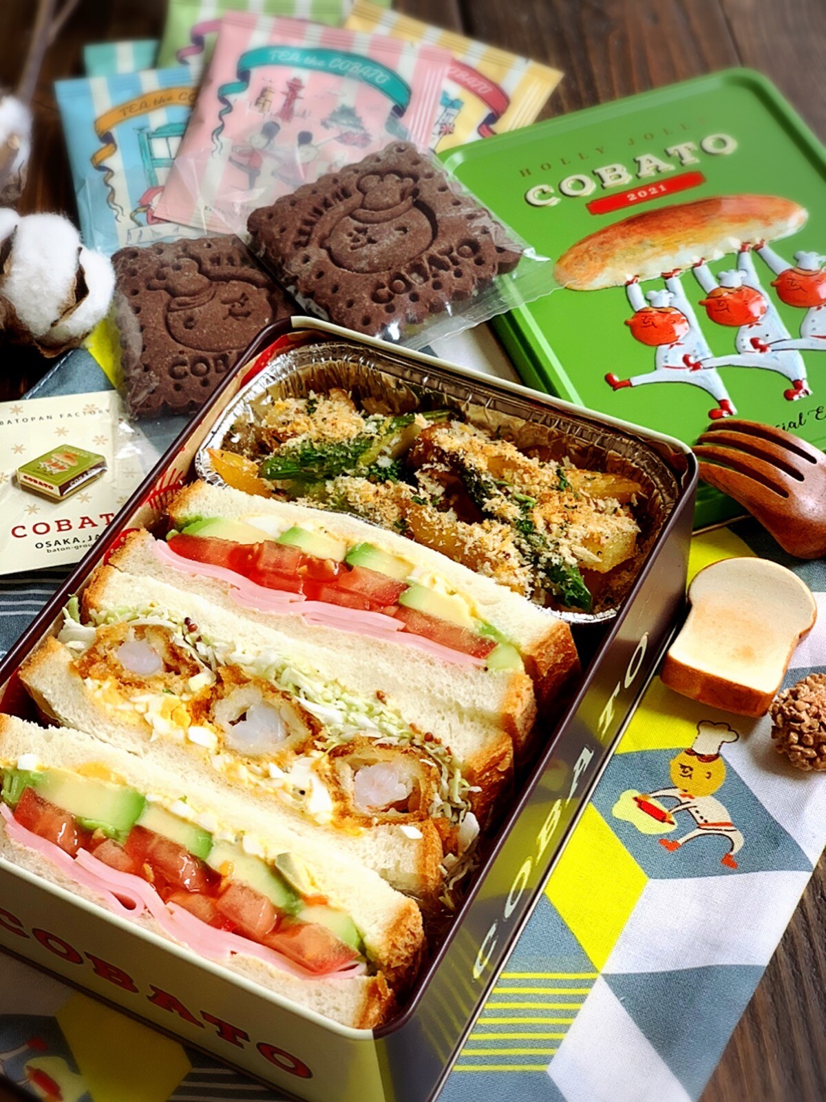 サンドイッチ&ホタテのチーズパン粉グリル弁当
