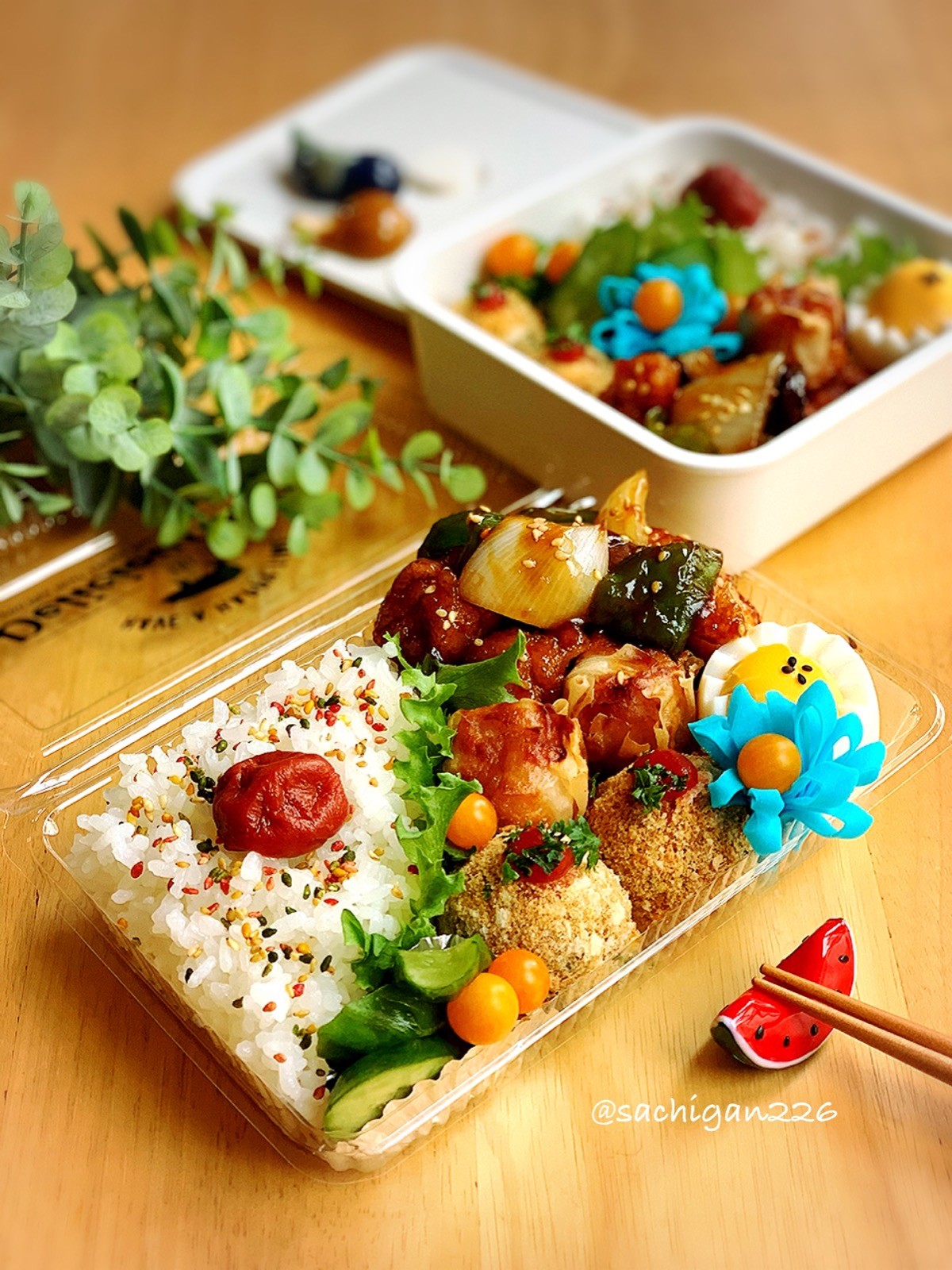 鶏肉と茄子の黒酢ダレ炒め弁当
