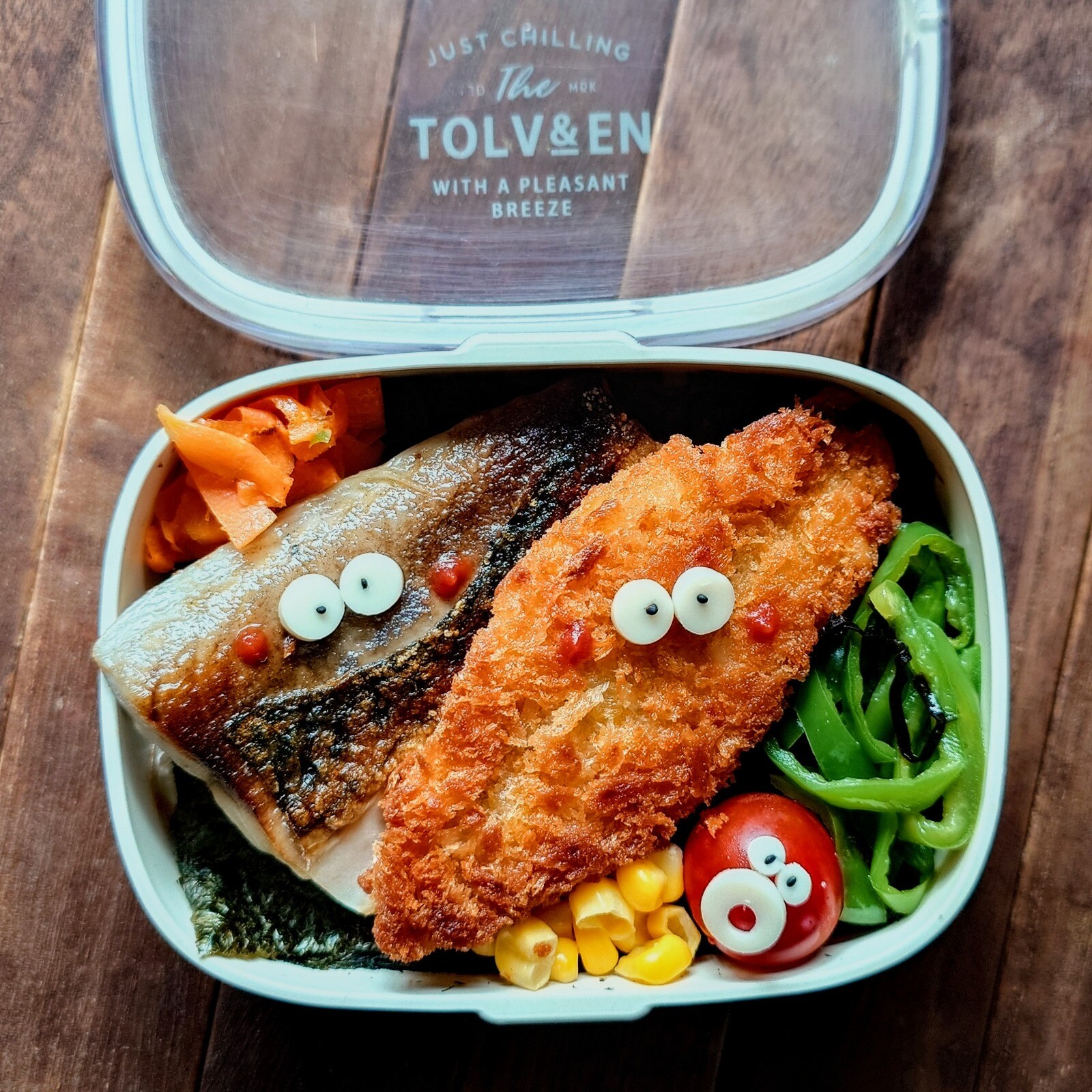 漢の…次女用🍱鯖の塩焼きと白身魚フライの海苔弁当