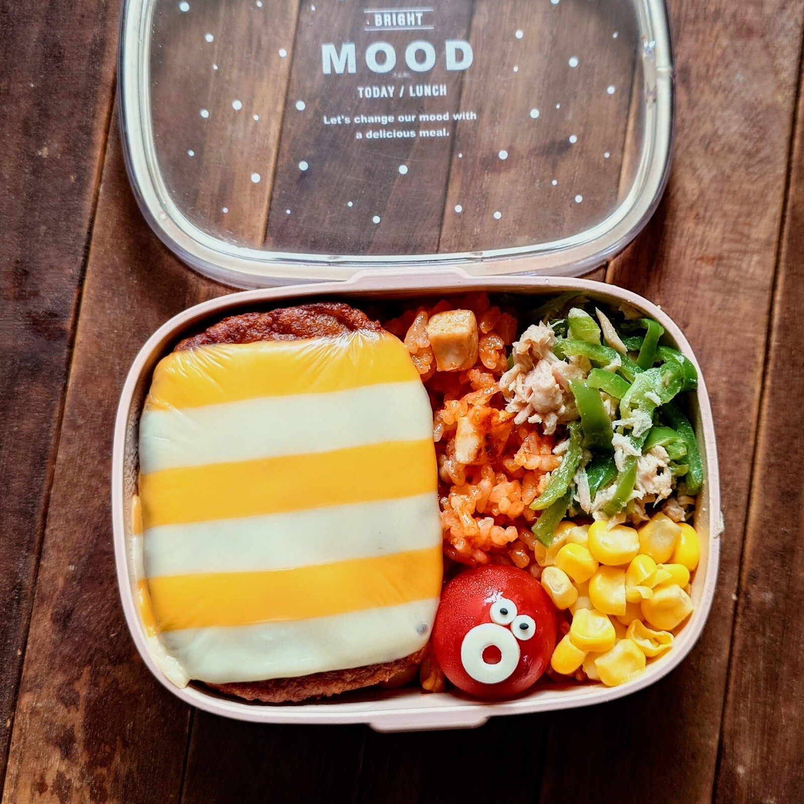 漢の…次女用🍱しましまチーズハンバーグ弁当