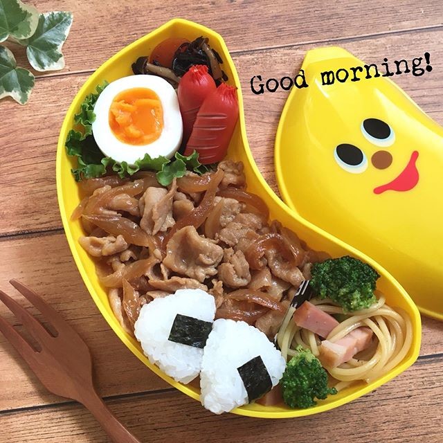 バナナお弁当箱で✼豚丼弁当