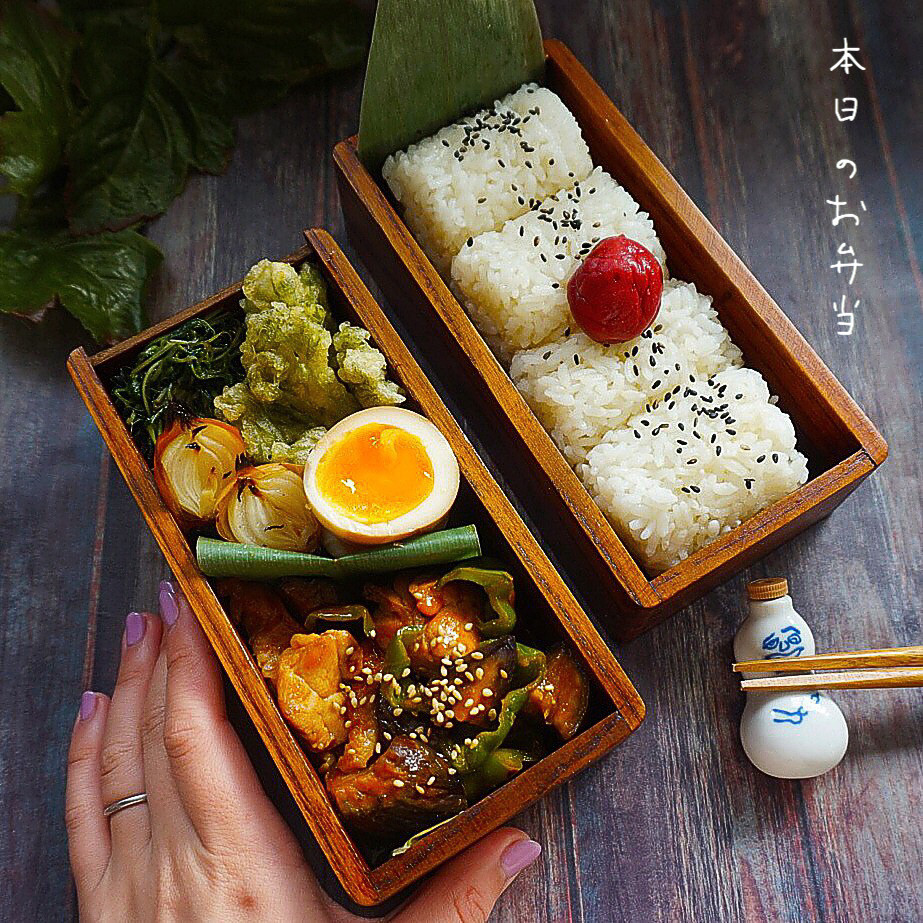 茄子とピーマンと鶏肉のコチュジャン炒め弁当🍱