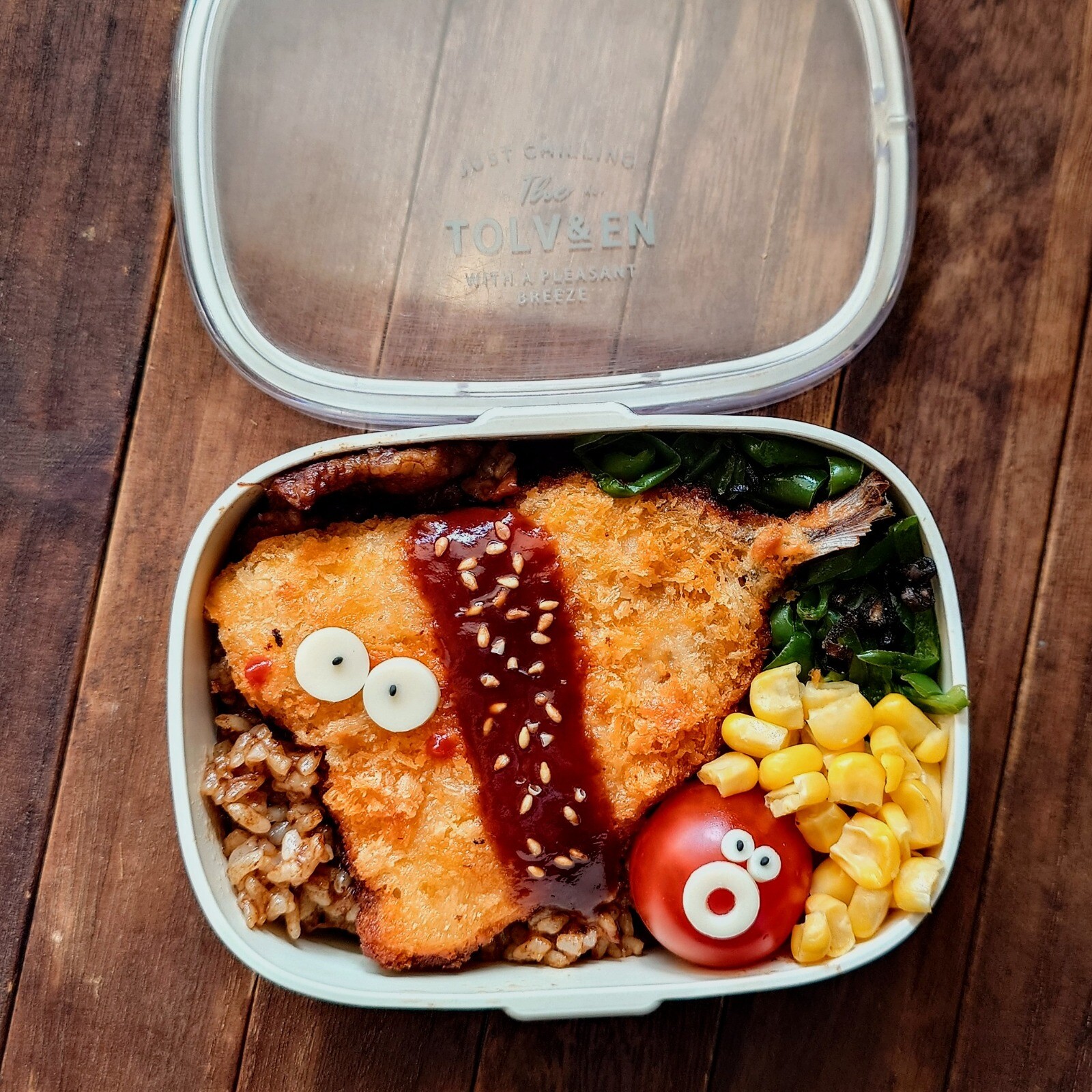 漢の…次女用🍱アジフライ乗せドライハヤシ弁当