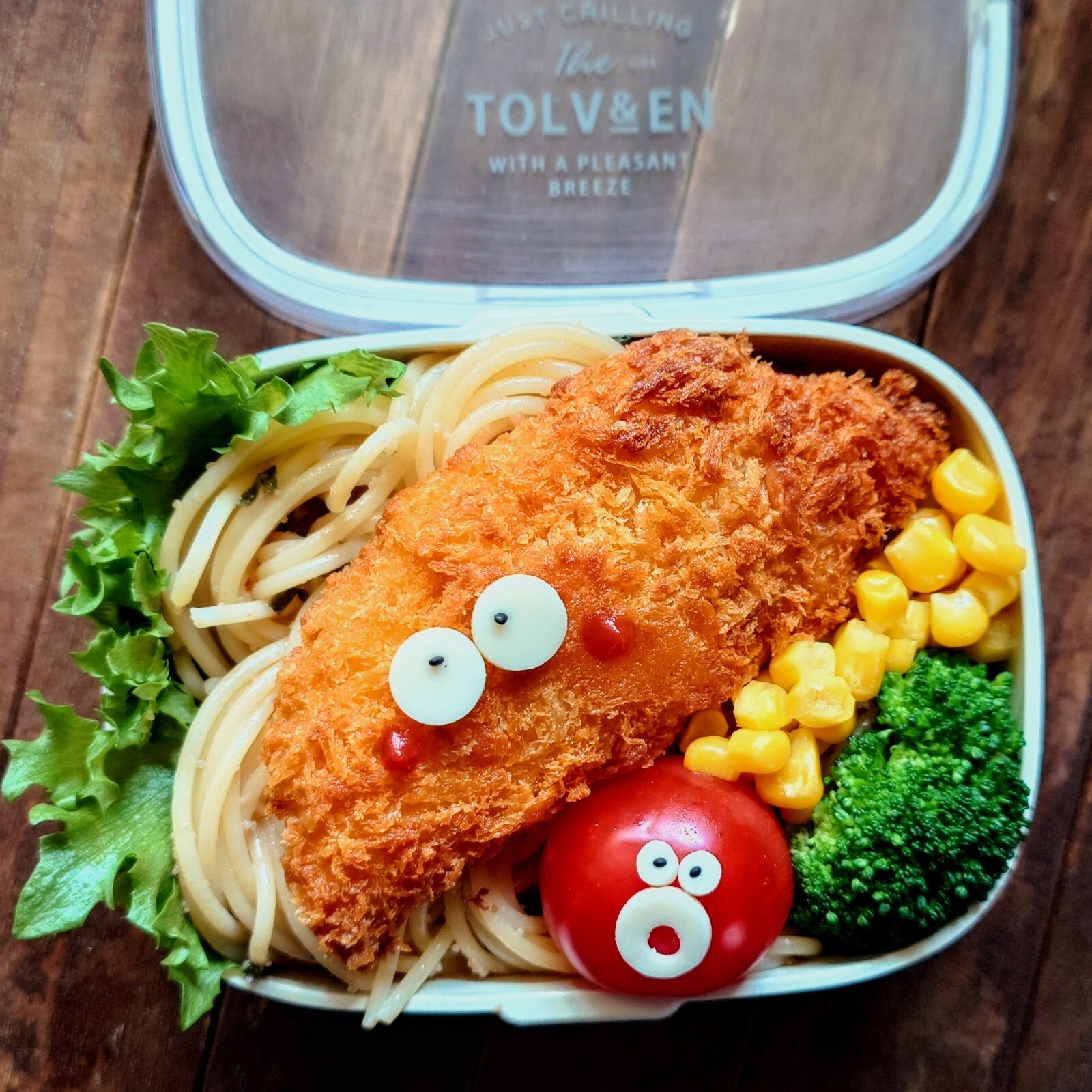 漢の…次女用🍱アジフライ乗せたらこスパゲッティ弁当