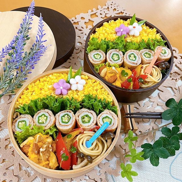 🌿竹輪のオクラ詰め豚肉巻き弁当🌿