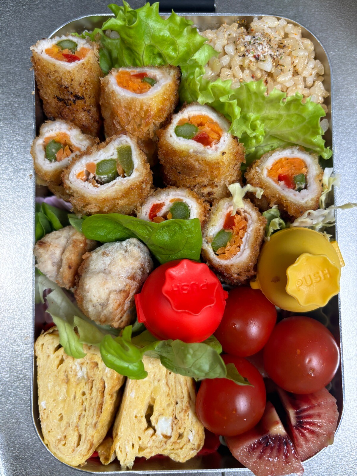 アスパラパプリカ肉巻きフライ弁当