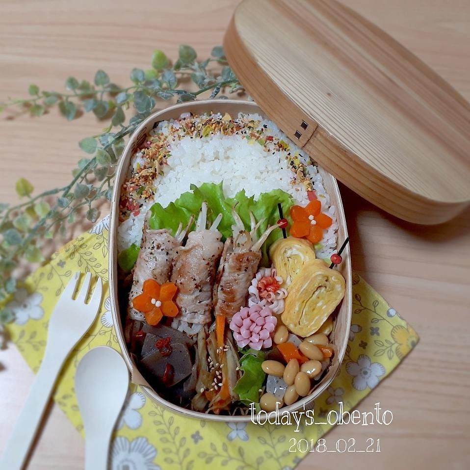 もやしの豚肉巻き節約弁当⭐