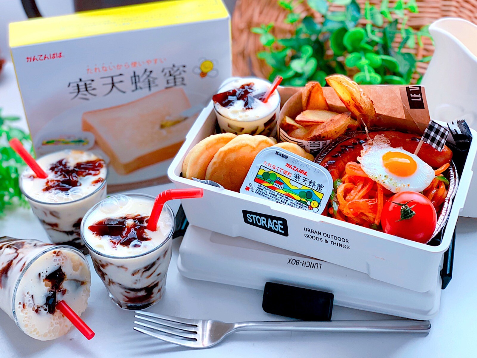 ホットケーキとナポリタン弁当 ~ポテト＆ドリンクセット~