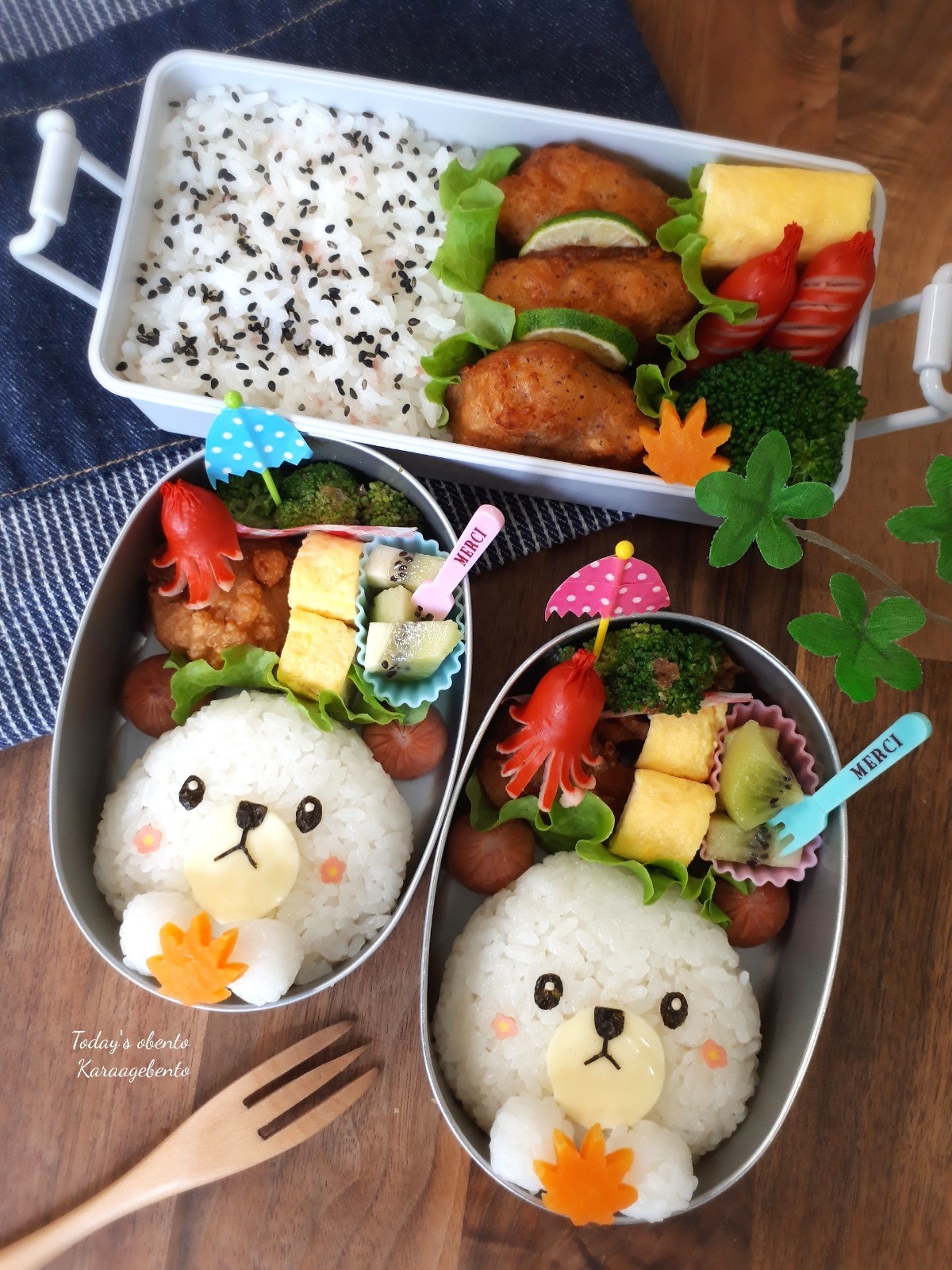 くまおにぎり&唐揚げ弁当