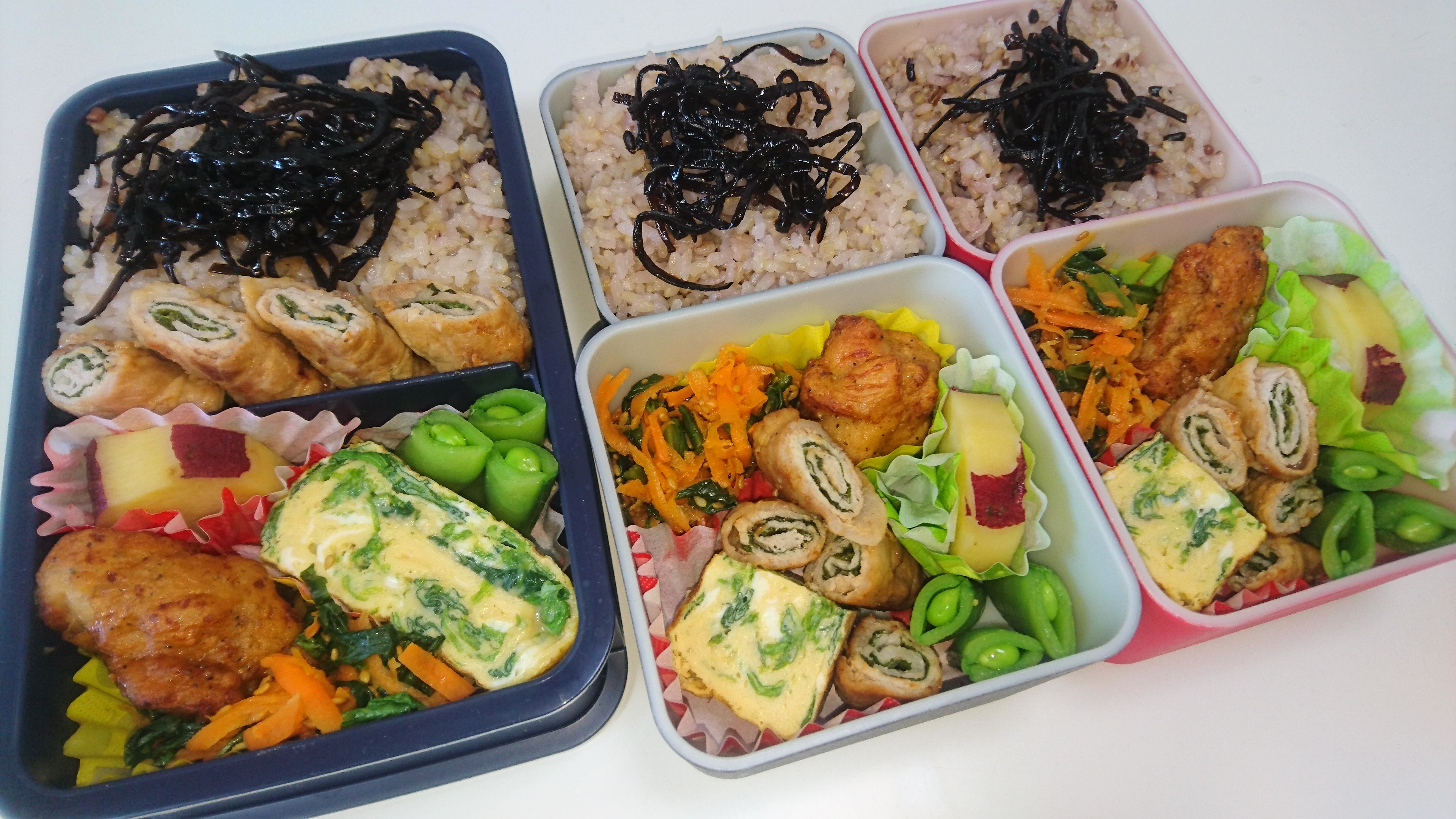 豚のしそ巻きとほうれん草の厚焼き玉子弁当