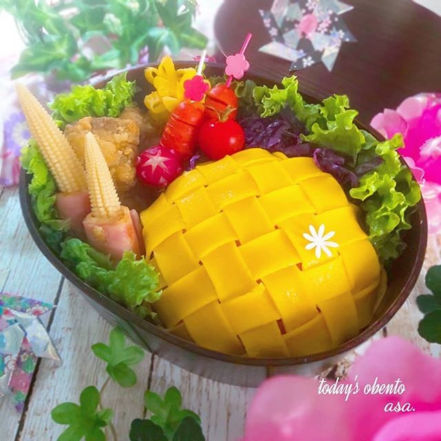 編み編みオムライス弁当🍀