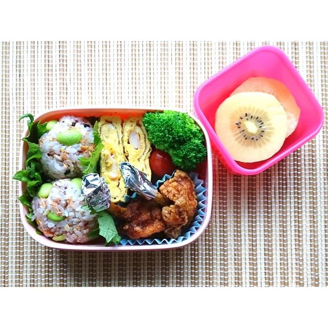 枝豆ライスボールとチューリップ唐揚げ弁当