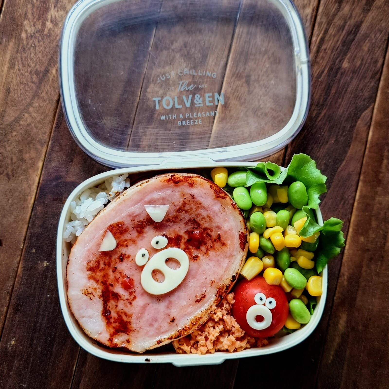 漢の…次女用🍱2枚重ねのハムステーキ弁当