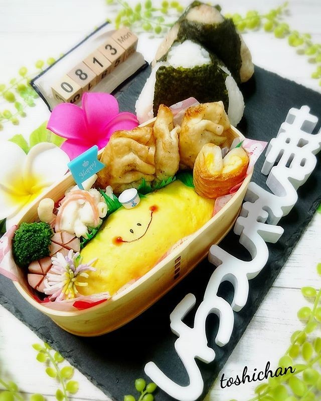 オムライス弁当 娘部活弁当･息子夏期講習弁当No.16